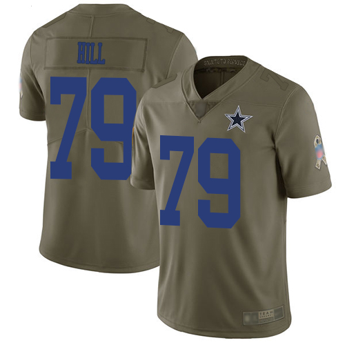 Men Dallas Cowboys Limited Olive Trysten Hill #79 2017 Salute to Service NFL Jersey